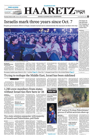 Prima pagina Haaretz (English) di oggi - Quotidiano estero