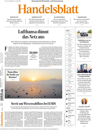 Titelseite von Handelsblatt heute - Wirtschaftszeitungen