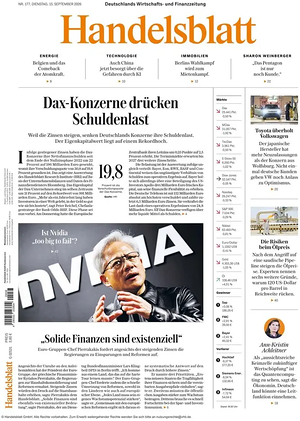 Titelseite von Handelsblatt heute - Wirtschaftszeitungen