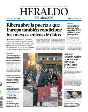 Prima pagina Heraldo de Aragón di oggi - Quotidiano regional