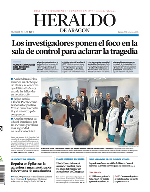 Prima pagina Heraldo de Aragón di oggi - Quotidiano regional
