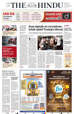 Prima pagina The Hindu (Delhi) di oggi - Quotidiano estero