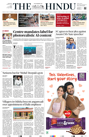 Prima pagina The Hindu (Delhi) di oggi - Quotidiano estero