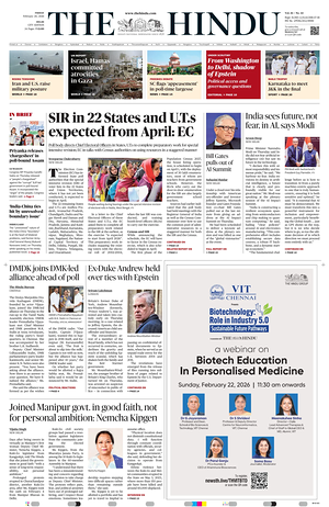 Prima pagina The Hindu (Delhi) di oggi - Quotidiano estero