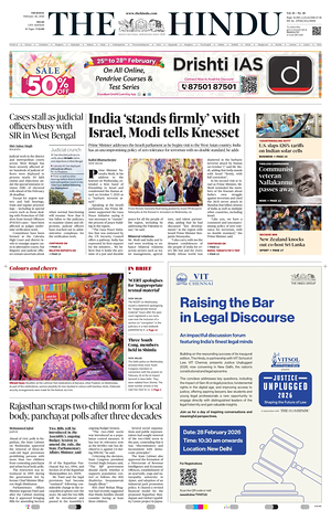 Prima pagina The Hindu (Delhi) di oggi - Quotidiano estero