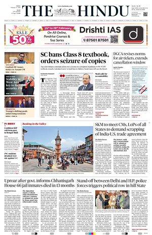 Prima pagina The Hindu (Delhi) di oggi - Quotidiano estero