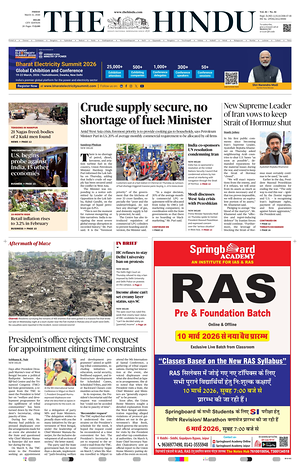 Prima pagina The Hindu (Delhi) di oggi - Quotidiano estero
