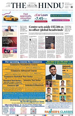 Prima pagina The Hindu (Delhi) di oggi - Quotidiano estero