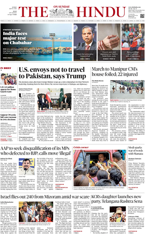 Prima pagina The Hindu (Delhi) di oggi - Quotidiano estero