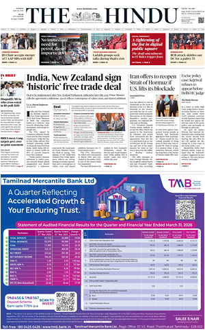 The Hindu (Delhi) prima pagina