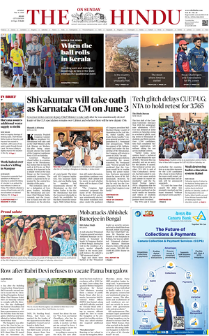 Prima pagina The Hindu (Delhi) di oggi - Quotidiano estero