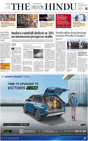 Prima pagina The Hindu (Delhi) di oggi - Quotidiano estero
