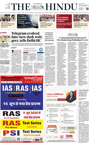 Prima pagina The Hindu (Delhi) di oggi - Quotidiano estero