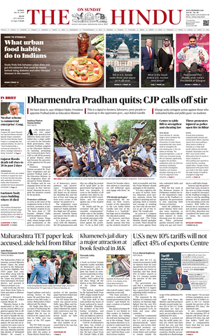 Prima pagina The Hindu (Delhi) di oggi - Quotidiano estero