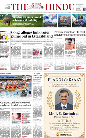 Prima pagina The Hindu (Delhi) di oggi - Quotidiano estero