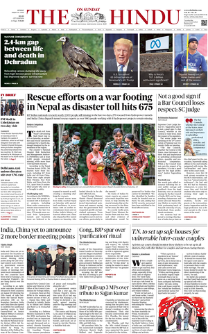 Prima pagina The Hindu (Delhi) di oggi - Quotidiano estero