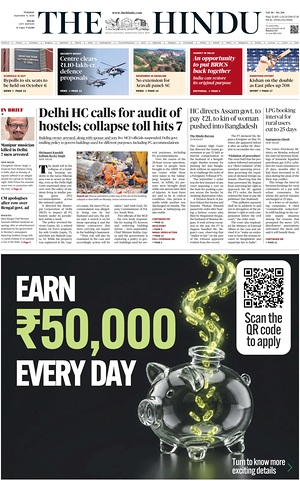 Prima pagina The Hindu (Delhi) di oggi - Quotidiano estero