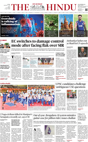 Prima pagina The Hindu (Delhi) di oggi - Quotidiano estero