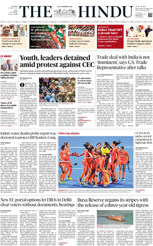 Prima pagina The Hindu (Delhi) di oggi - Quotidiano estero