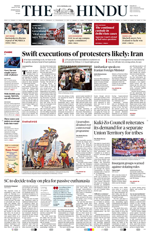 Prima pagina The Hindu - International di oggi - Quotidiano estero