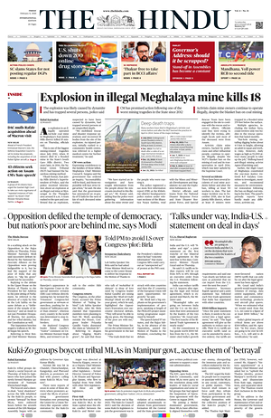 Prima pagina The Hindu - International di oggi - Quotidiano estero