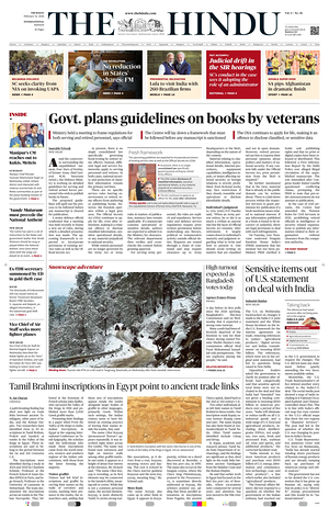 Prima pagina The Hindu - International di oggi - Quotidiano estero