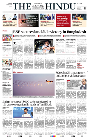 Prima pagina The Hindu - International di oggi - Quotidiano estero