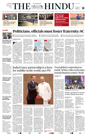 Prima pagina The Hindu - International di oggi - Quotidiano estero