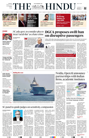 Prima pagina The Hindu - International di oggi - Quotidiano estero