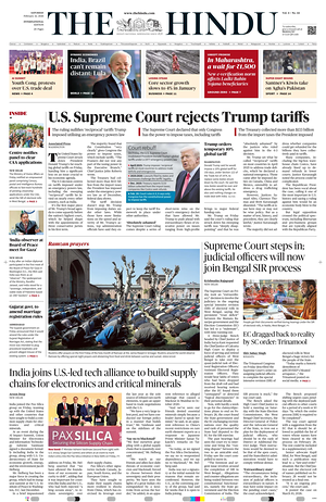 Prima pagina The Hindu - International di oggi - Quotidiano estero