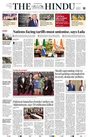 Prima pagina The Hindu - International di oggi - Quotidiano estero