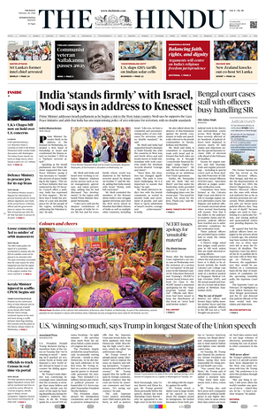 Prima pagina The Hindu - International di oggi - Quotidiano estero