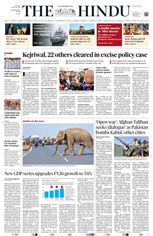 Prima pagina The Hindu - International di oggi - Quotidiano estero