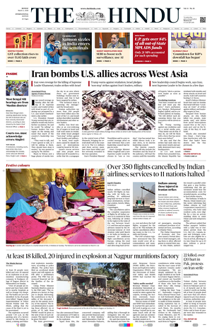 Prima pagina The Hindu - International di oggi - Quotidiano estero