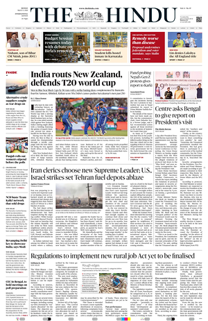 Prima pagina The Hindu - International di oggi - Quotidiano estero