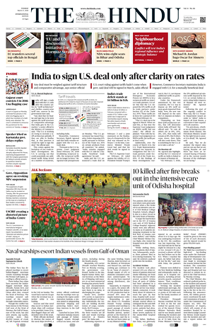 Prima pagina The Hindu - International di oggi - Quotidiano estero