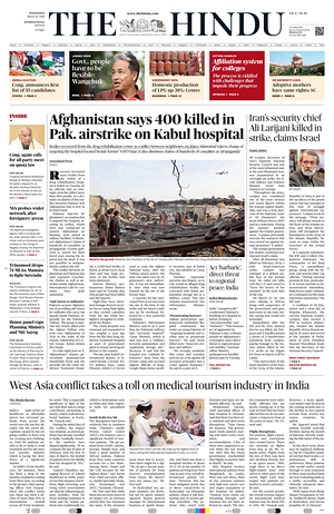 Prima pagina The Hindu - International di oggi - Quotidiano estero