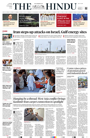 Prima pagina The Hindu - International di oggi - Quotidiano estero