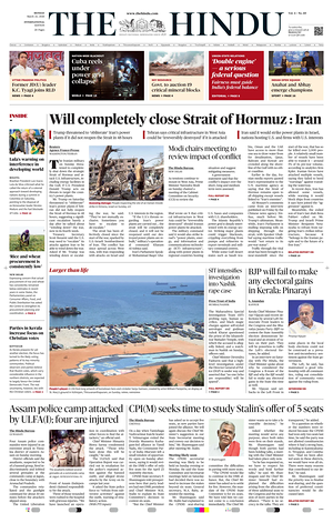 Prima pagina The Hindu - International di oggi - Quotidiano estero