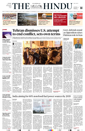 Prima pagina The Hindu - International di oggi - Quotidiano estero