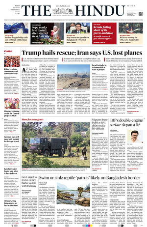 Prima pagina The Hindu - International di oggi - Quotidiano estero