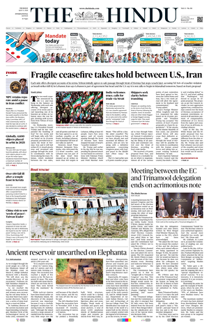 Prima pagina The Hindu - International di oggi - Quotidiano estero