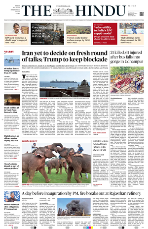 Prima pagina The Hindu - International di oggi - Quotidiano estero