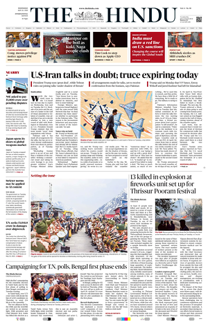 Prima pagina The Hindu - International di oggi - Quotidiano estero