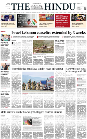 Prima pagina The Hindu - International di oggi - Quotidiano estero