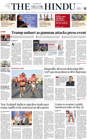 Prima pagina The Hindu - International di oggi - Quotidiano estero