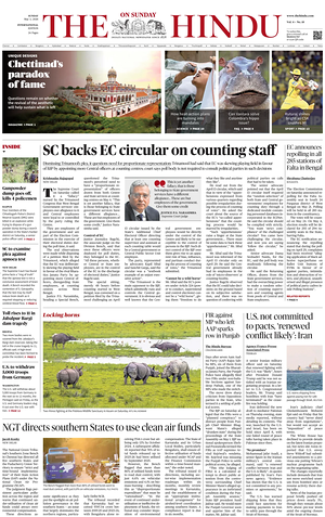 Prima pagina The Hindu - International di oggi - Quotidiano estero