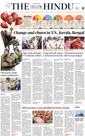 Prima pagina The Hindu - International di oggi - Quotidiano estero