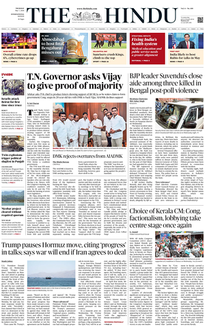 Prima pagina The Hindu - International di oggi - Quotidiano estero