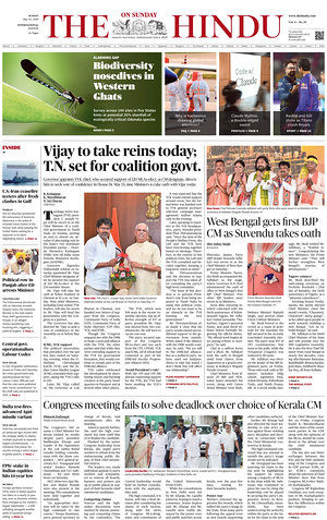 Prima pagina The Hindu - International di oggi - Quotidiano estero